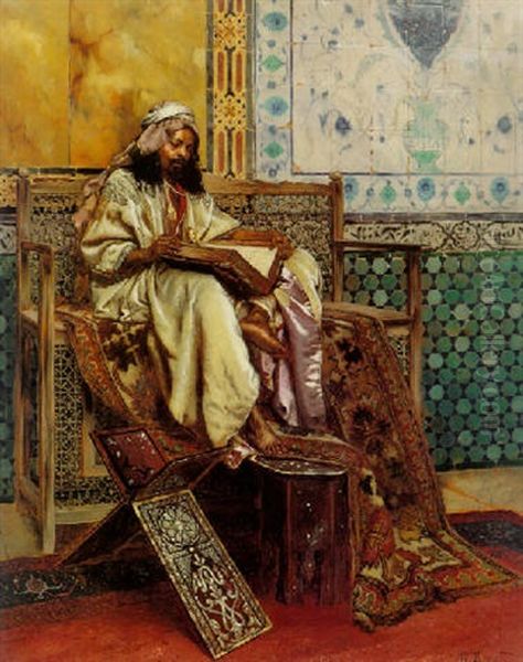 Reading The Koran Oil Painting by Rudolf Ernst