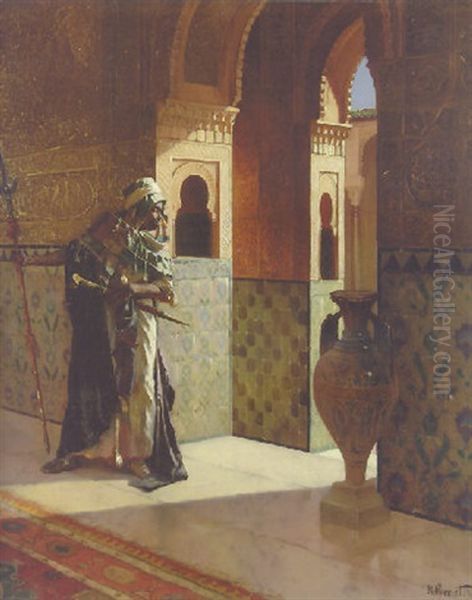 The Moorish Guard, The Alhambra Oil Painting by Rudolf Ernst