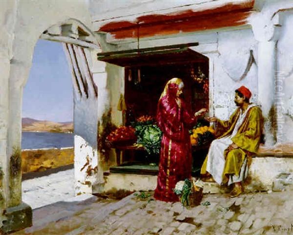 The Vegetable Seller Oil Painting by Rudolf Ernst