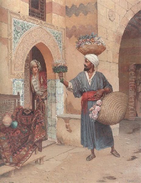 The Flower Seller Oil Painting by Rudolf Ernst