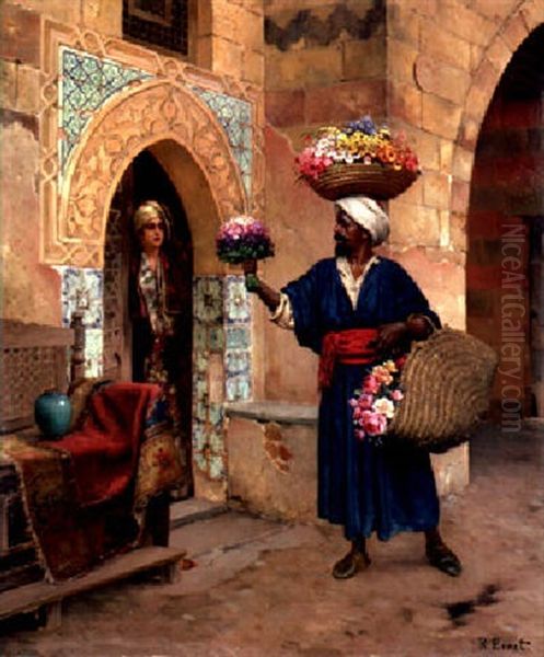 The Flower Seller Oil Painting by Rudolf Ernst