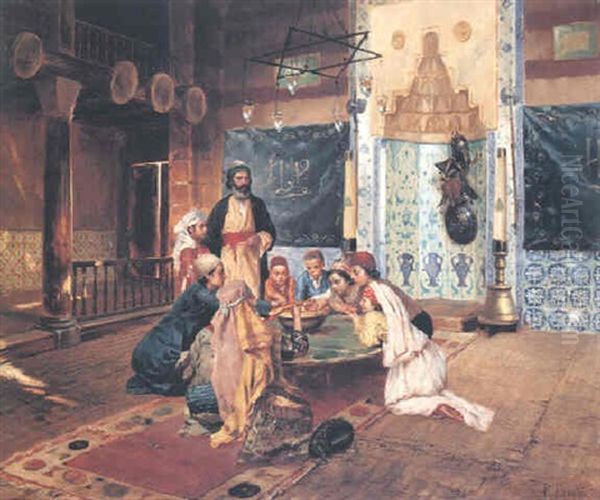 The Meal Oil Painting by Rudolf Ernst