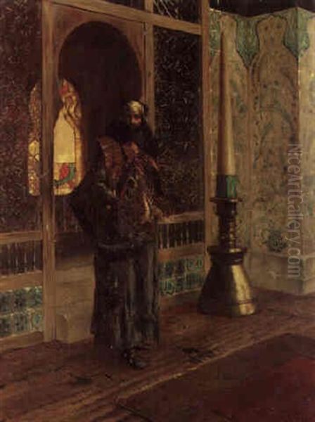 A Dervish In A Mosque Oil Painting by Rudolf Ernst