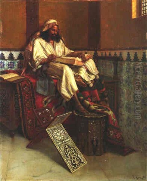 Reading The Koran Oil Painting by Rudolf Ernst