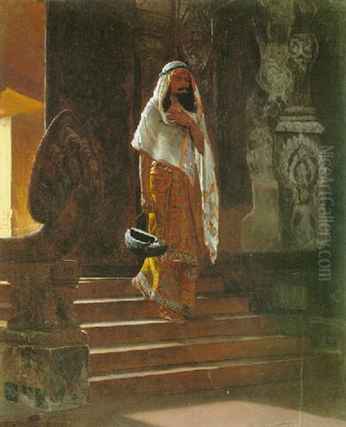 Entering The Temple Oil Painting by Rudolf Ernst