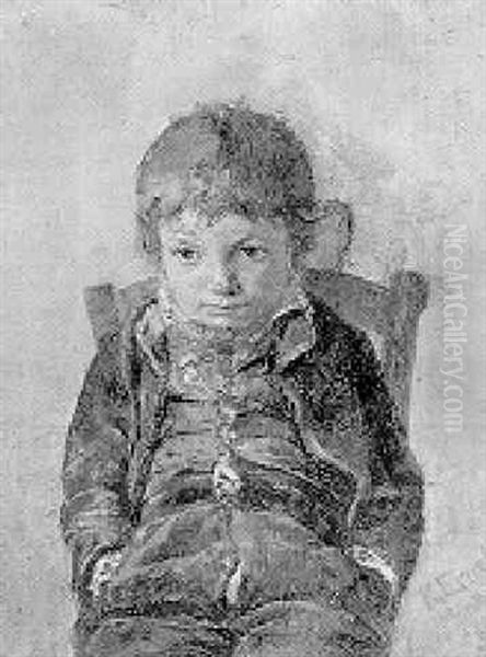 Seated Boy Oil Painting by Rudolf Ernst