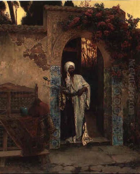 The Narghile Smoker Oil Painting by Rudolf Ernst