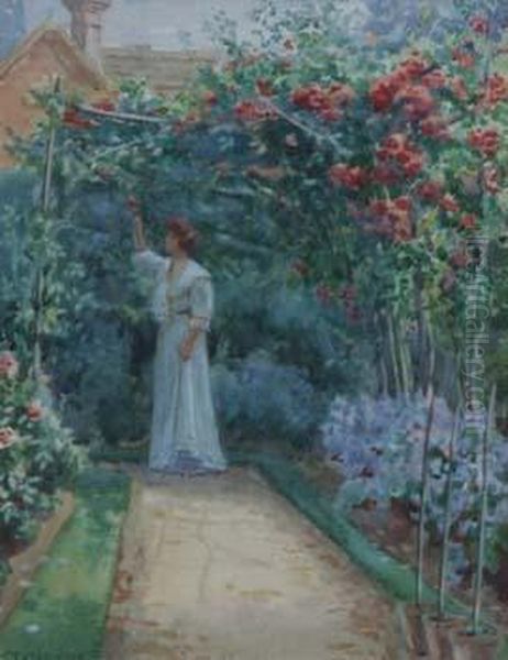 Francess In The Garden Oil Painting by William F. Ashburner