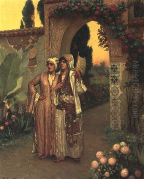 Deux Amies Dans Un Jardin Fleuri by Rudolf Ernst