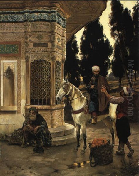 Outside The Palace Oil Painting by Rudolf Ernst