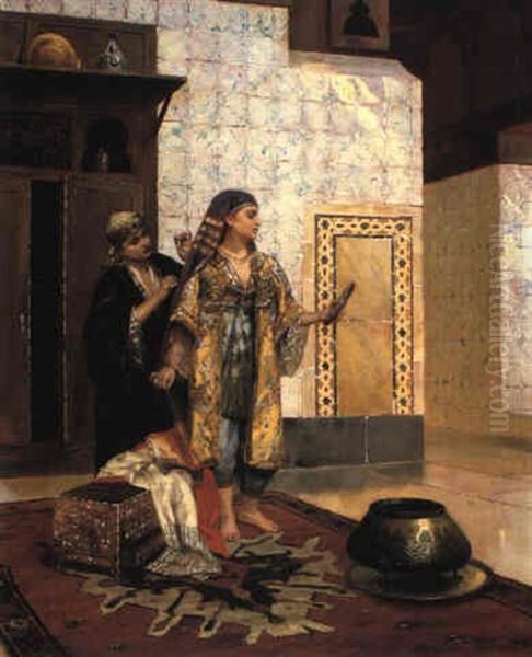 After The Bath Oil Painting by Rudolf Ernst