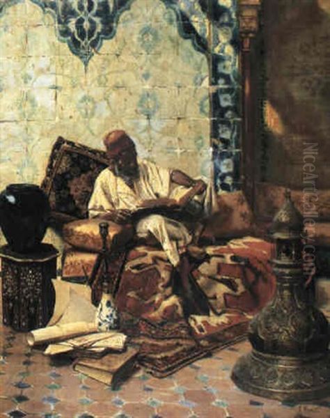 Koran Scholar Oil Painting by Rudolf Ernst