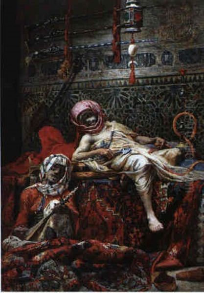 Opiumraucher Oil Painting by Rudolf Ernst