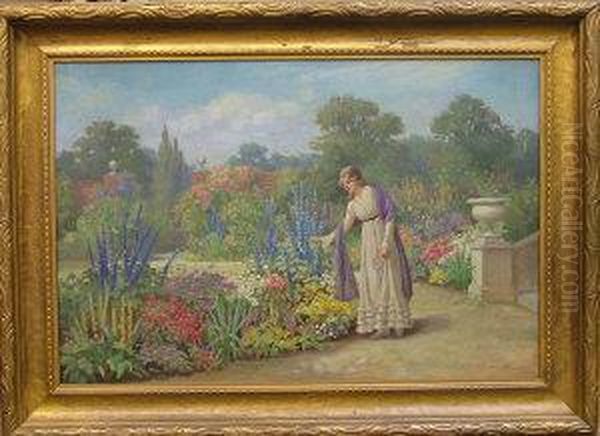 Picking Flowers Oil Painting by William F. Ashburner