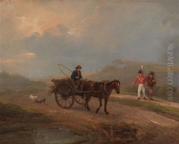 Man With Horse And Cart Oil Painting by Nicol Erskine