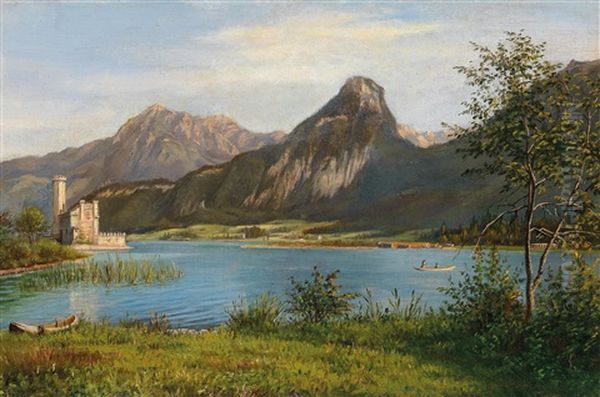 View Of Wolfgangsee With Zinkenbach Oil Painting by Marie Ertl