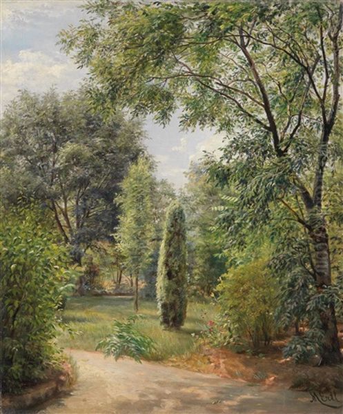 Perchtoldsdorf. Garden View 1880 Oil Painting by Marie Ertl