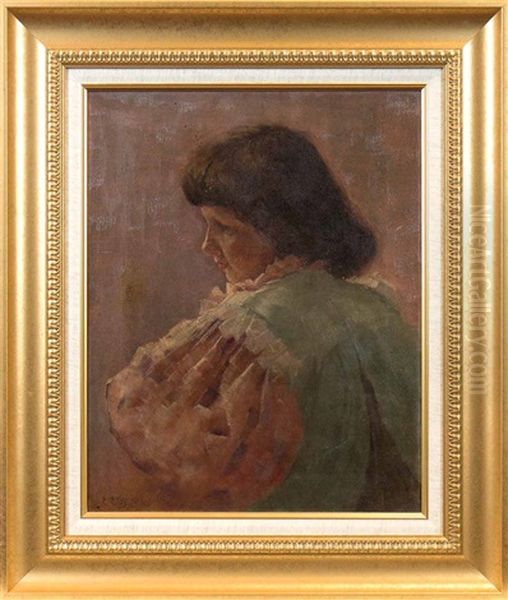 Portrait Of A Young Girl Oil Painting by Edward Frederick Ertz