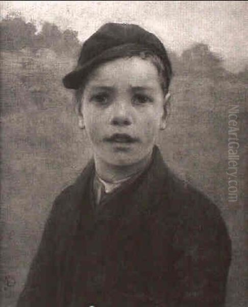 Boy With Cap Oil Painting by Edward Frederick Ertz