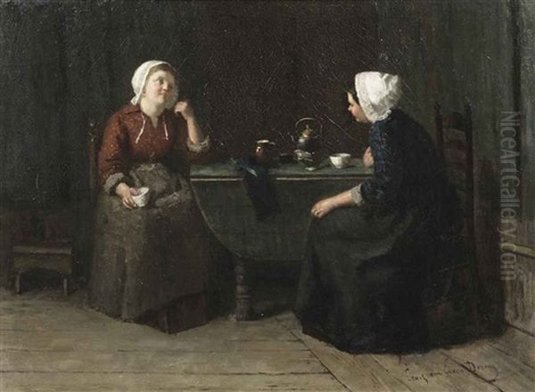 Tea Time Oil Painting by Ludovicius Johannes van Ervens Dorens