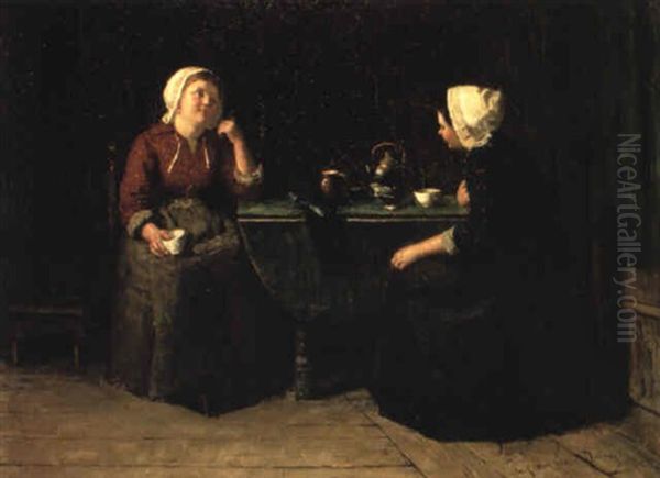 Het Theeuurtje Oil Painting by Ludovicius Johannes van Ervens Dorens