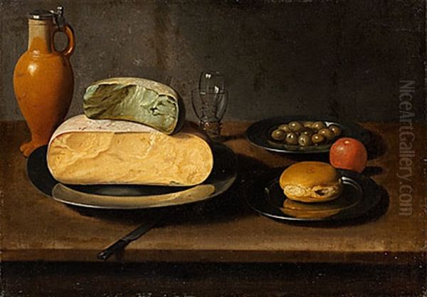 Stilleben Med Ostar Och Tennfat Oil Painting by Jacob Fopsen van Es