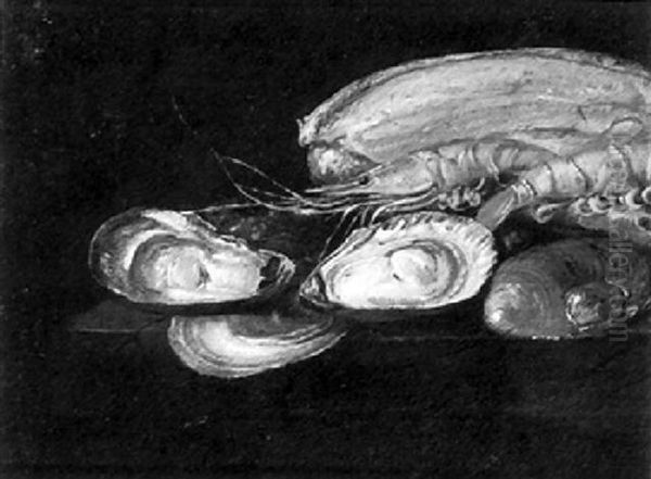 Still Life With Oysters And Shrimp Oil Painting by Jacob Fopsen van Es