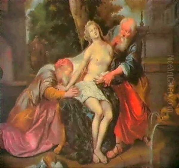 Susanna Und Die Beiden Alten. Oil Painting by Johann Peter von Esch