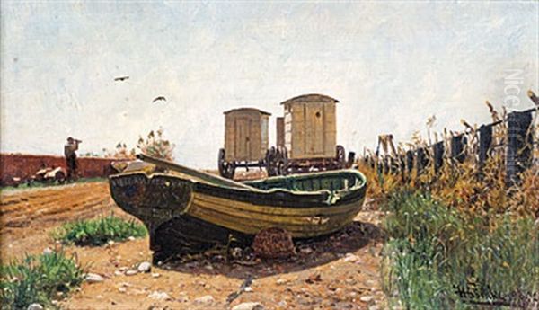 Strandwache Oil Painting by Hermann Eschke