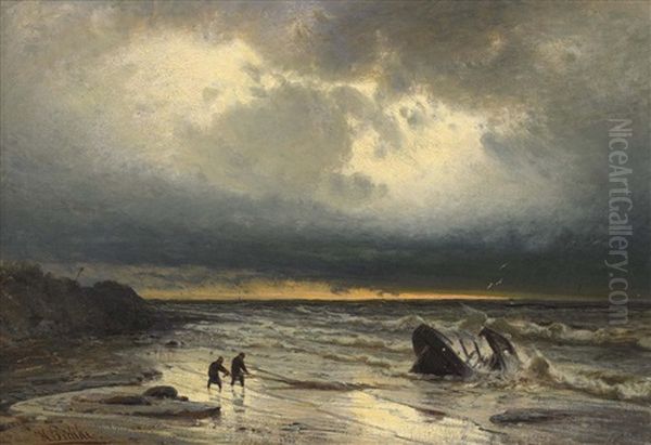 Schiffbruch Oil Painting by Hermann Eschke