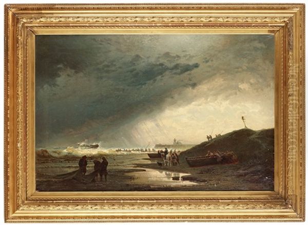 Skeppsbrott Vid Kusten Oil Painting by Hermann Eschke