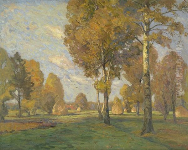 Herbstliche Landschaft Im Spreewald Oil Painting by Richard Hermann Eschke