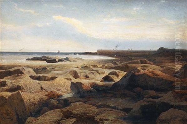 Rocky Coast Oil Painting by Richard Hermann Eschke