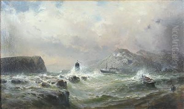 Scottish Coast, Stormy Weather Oil Painting by Richard Hermann Eschke