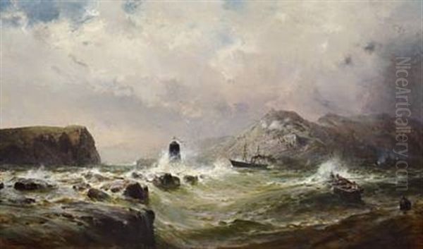 Scottish Coast, Stormy Weather Oil Painting by Richard Hermann Eschke