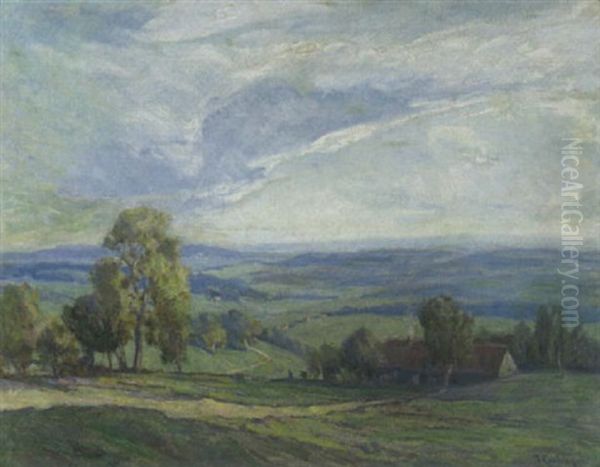 Weite Gebirgige Landschaft (rhon?) Oil Painting by Richard Hermann Eschke