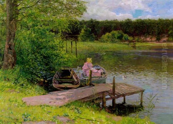 Sommertag Bei Hundekehle, Grunewald Oil Painting by Richard Hermann Eschke