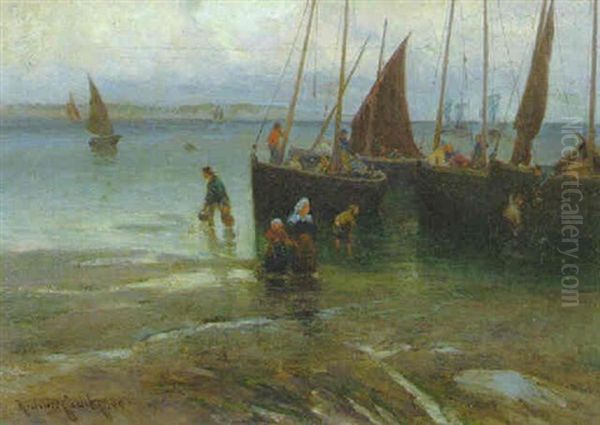 Fischerboote Am Strand Oil Painting by Richard Hermann Eschke