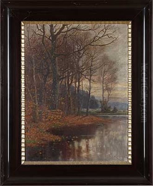 Herbstliches Flussufer Oil Painting by Elmar von Eschwege