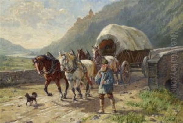 Bauer Mit Pferdefuhrwerk Oil Painting by Elmar von Eschwege