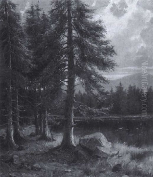 Moorsee Im Wald Oil Painting by Elmar von Eschwege