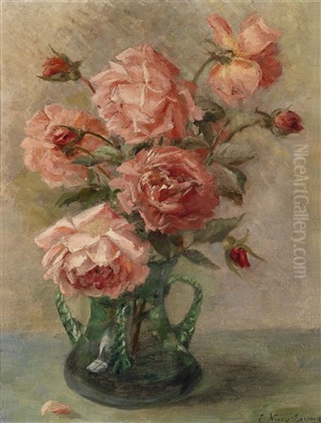 Rosen In Vase Oil Painting by Elise Nees Von Esenbeck