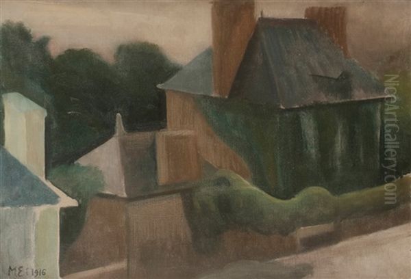 Village Oil Painting by Maurice Esmein