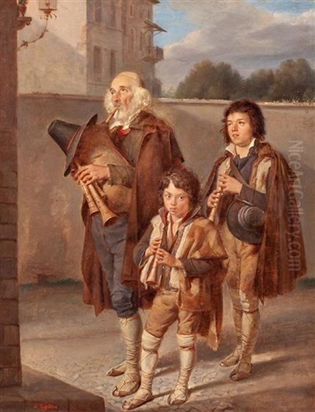 Tres Pifferari Oil Painting by Joaquim Espalter y Rull