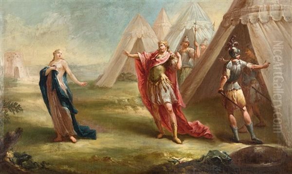 Alttestamentarische Szene (david Mit Bathseba?) Oil Painting by Joseph Esperling