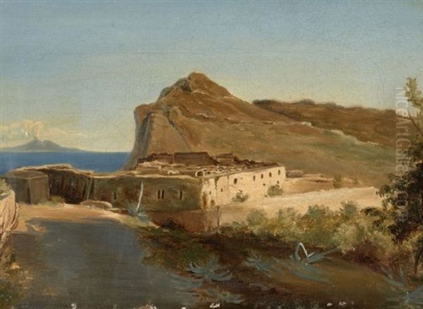 Vue Du Monastere San Giacomo A Capri Oil Painting by August-Wilhelm Esperstedt