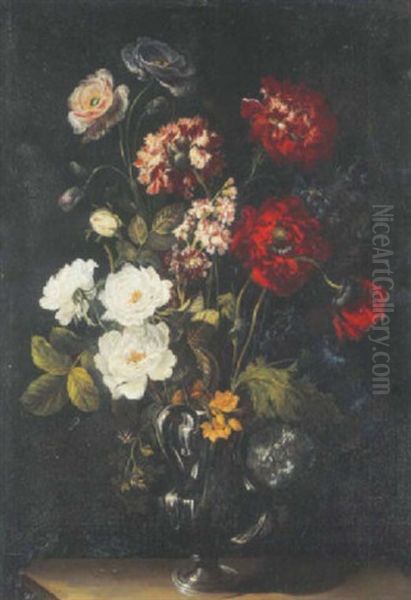 Fleurs Dans Un Vase En Verre Oil Painting by Benito Espinos