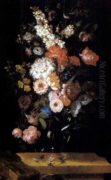 Vase De Fleurs Oil Painting by Benito Espinos