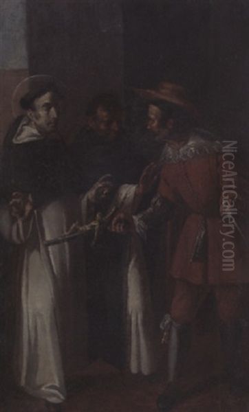 A Scene From The Life Of Saint Louis Bertran Of Valencia Oil Painting by Jeronimo Jacinto Espinosa