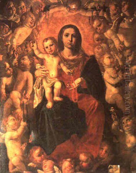 Madonna Mit Kind Und Engeln Oil Painting by Jeronimo Jacinto Espinosa